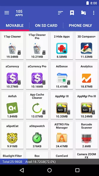 AppMgr Pro III (App 2 SD) preview screenshot 1