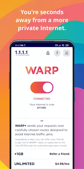 1.1.1.1 + WARP: Safer Internet screenshot 2